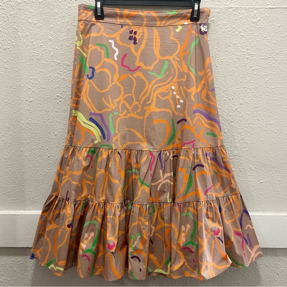 TANYA TAYLOR Women's Katli Floral Print Tiered MIDI Flounced Skirt Size 4 - Picture 4 of 10